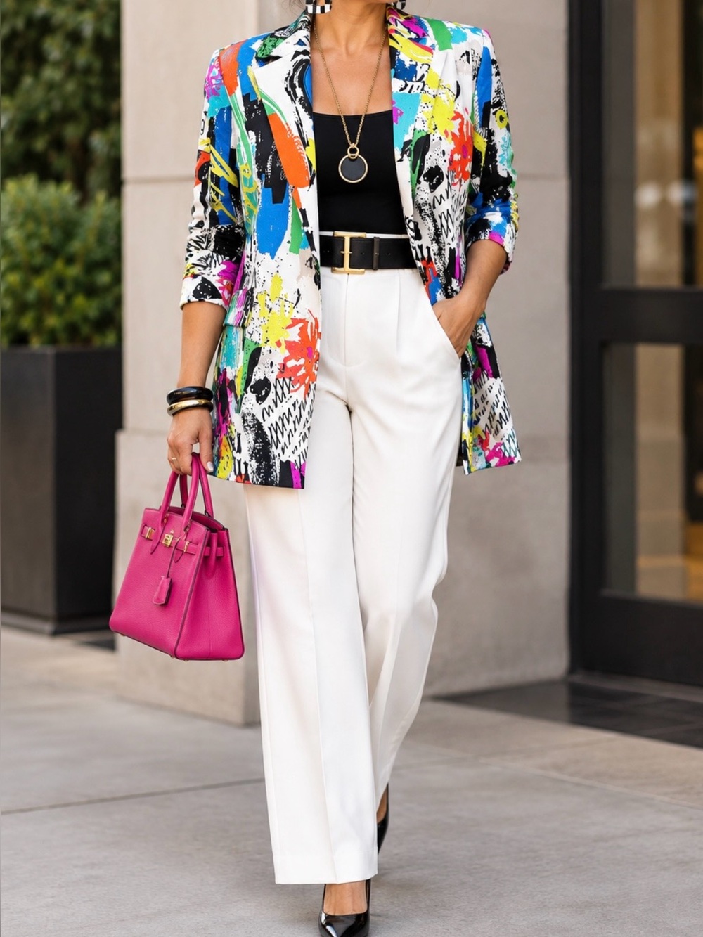 Joseph Ribkoff Multicolor Abstract Paint-Splash Blazer